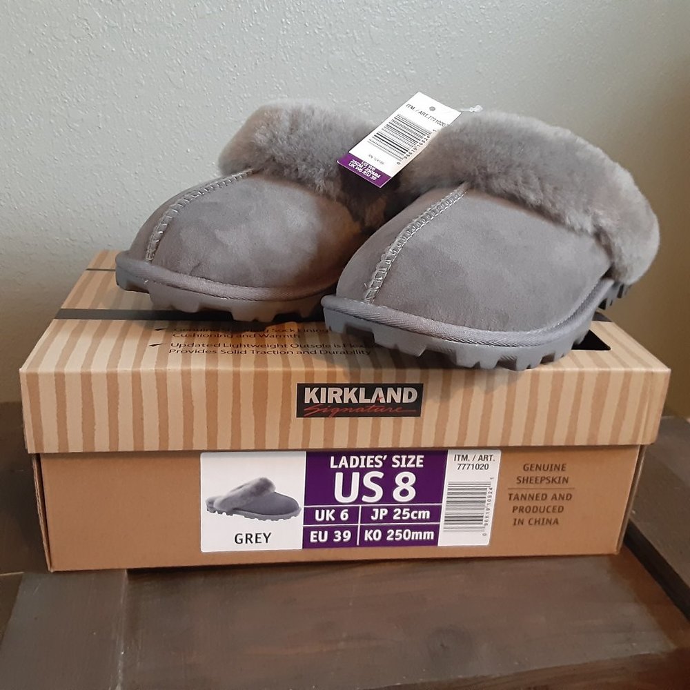 NWT Women's Kirkland Leather Shearling Slip-on Slippers - Size 8